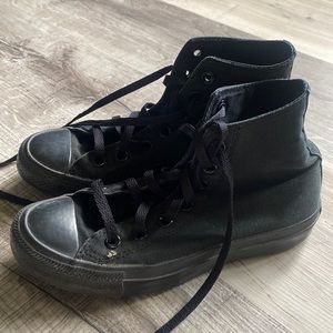 All Black Converse All Star High Tops  - Men’s size 4/Women’s size 6